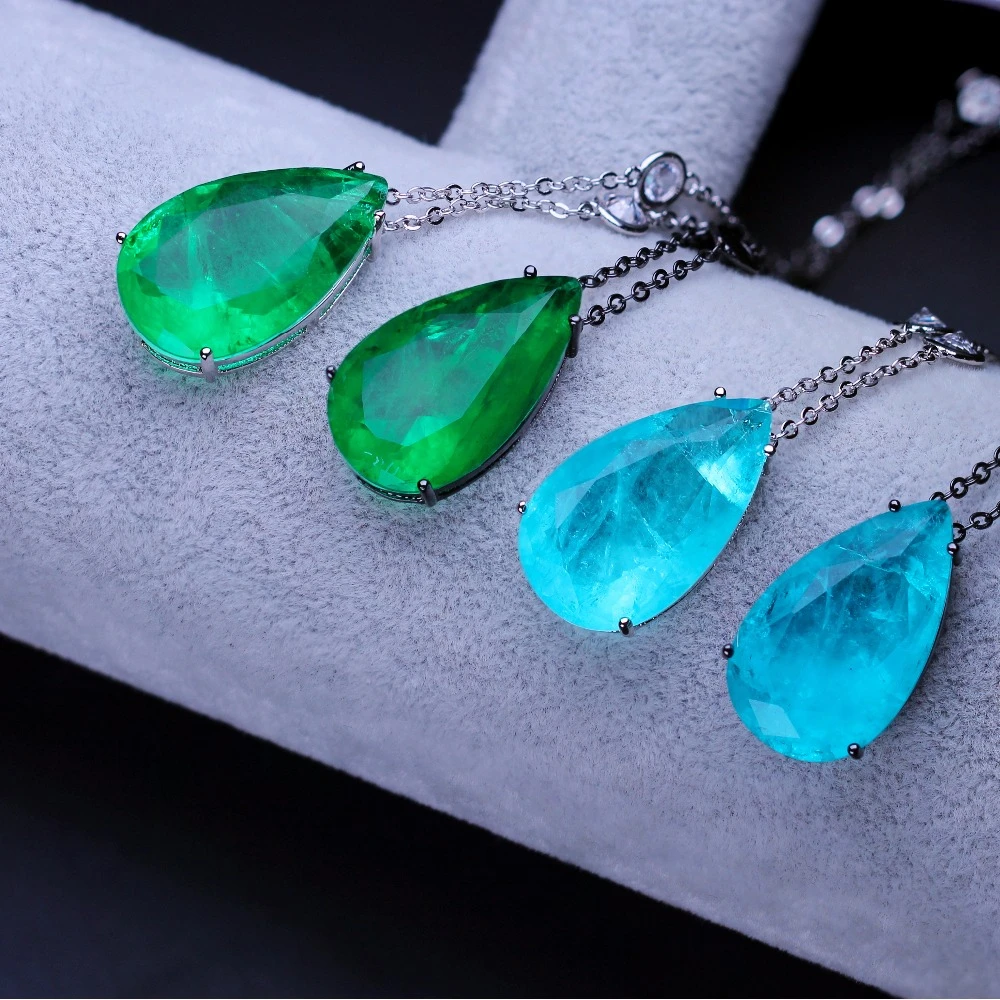 Fusion камень серьги-капли Цепочки и ожерелья Длинная цепочка 50 см Cubic Zirconia кулон для