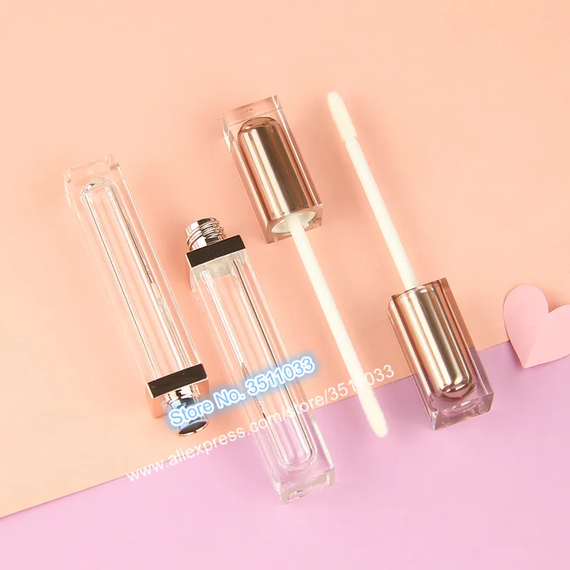 Пустая трубка для блеска губ Квадратные прозрачные флаконы многоразового