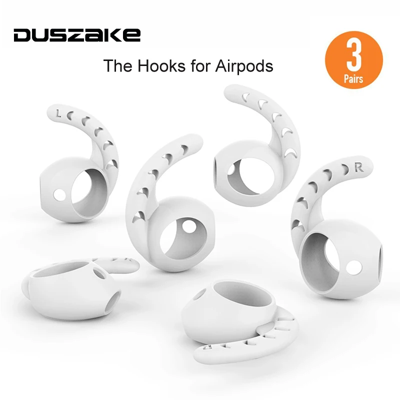 3 Pairs White Duszake сменный мягкий силиконовый Противоскользящий ушной колпачок крюк наконечники для наушников наушники силиконовый чехол для AirPods Apple 3 пары - Цвет: 3 Pairs White
