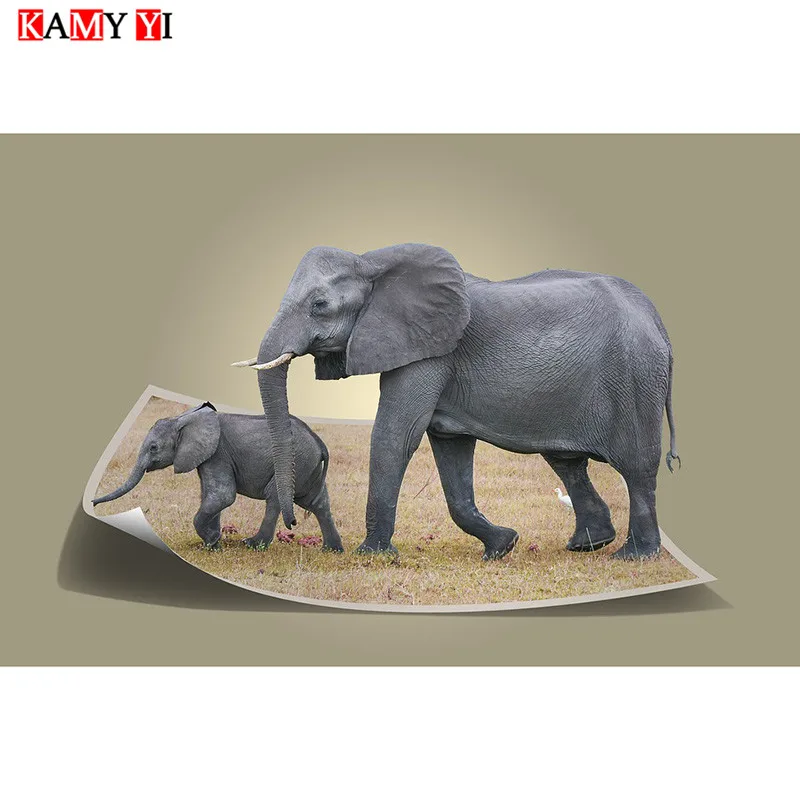 

KAMY YI 5D DIY полный квадратный/круглый дрель Алмазная картина "слон Животное" Мозаика Бриллиантовая вышивка для дома стежка подарок HYY