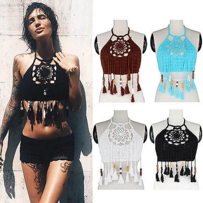 Женский купальник бикини сексуальный женский жилет с кисточками бюстгальтер