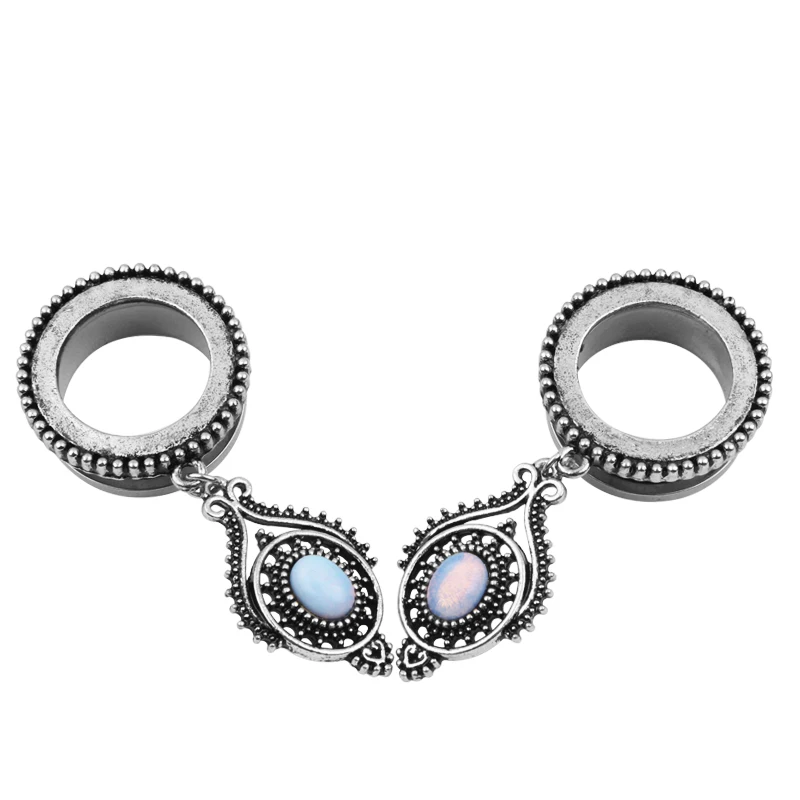 Новая мода 2 шт болт стальной опал уха туннельная телесная заглушка болтающиеся