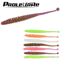 proleurre 50pcs 6cm 0 7g soft baits artificial silicone salt smell warms fishing lures with crank hooks or lead hooks fishing