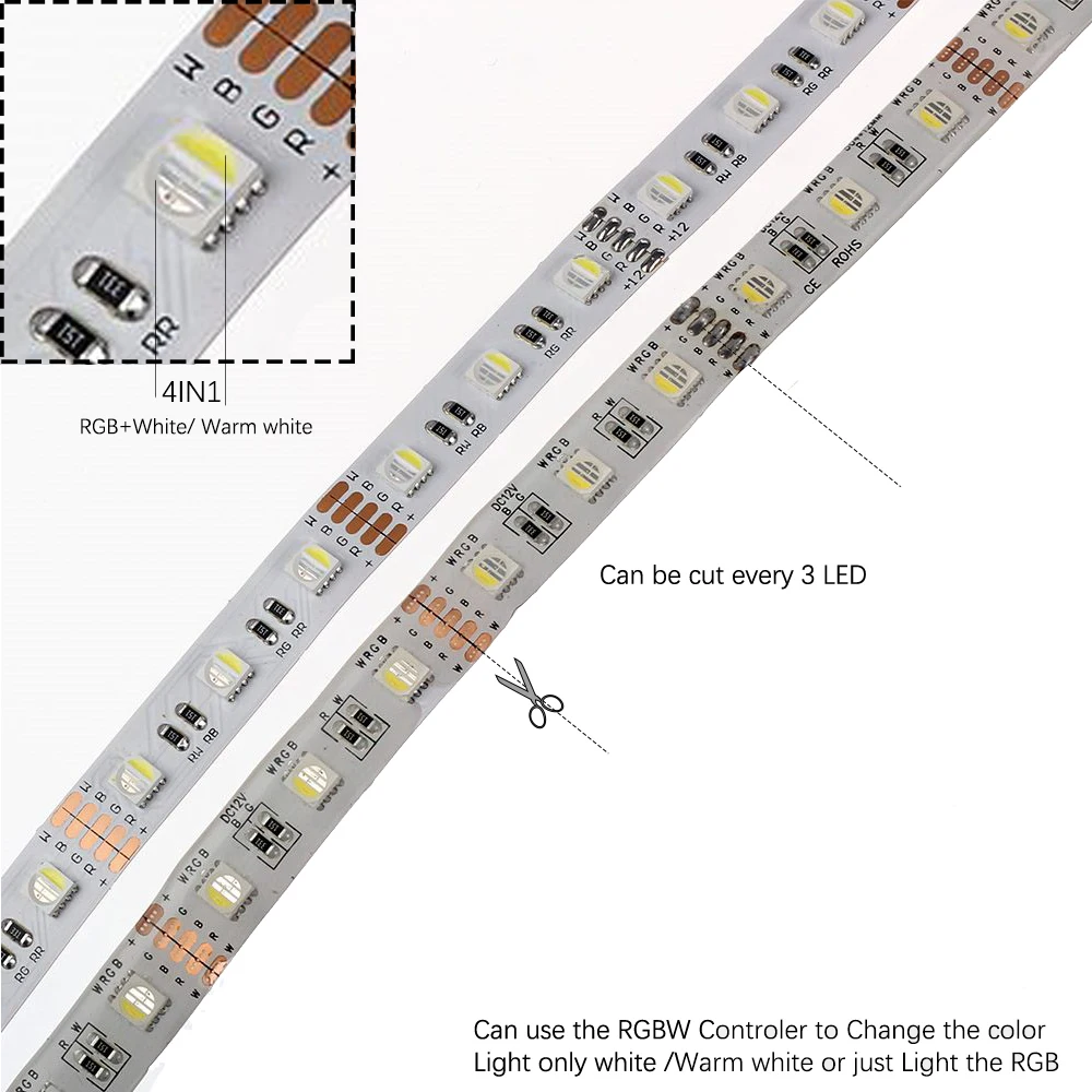 DC12V 4 в 1 Светодиодные ленты 5050 RGBW/RGBWW 60 Светодиодный s/m 5 м/лот 4 цвета в 1 SMD 5050 светодиодный гибкие полосы светильник IP20 IP65 из водонепроницаемого материала