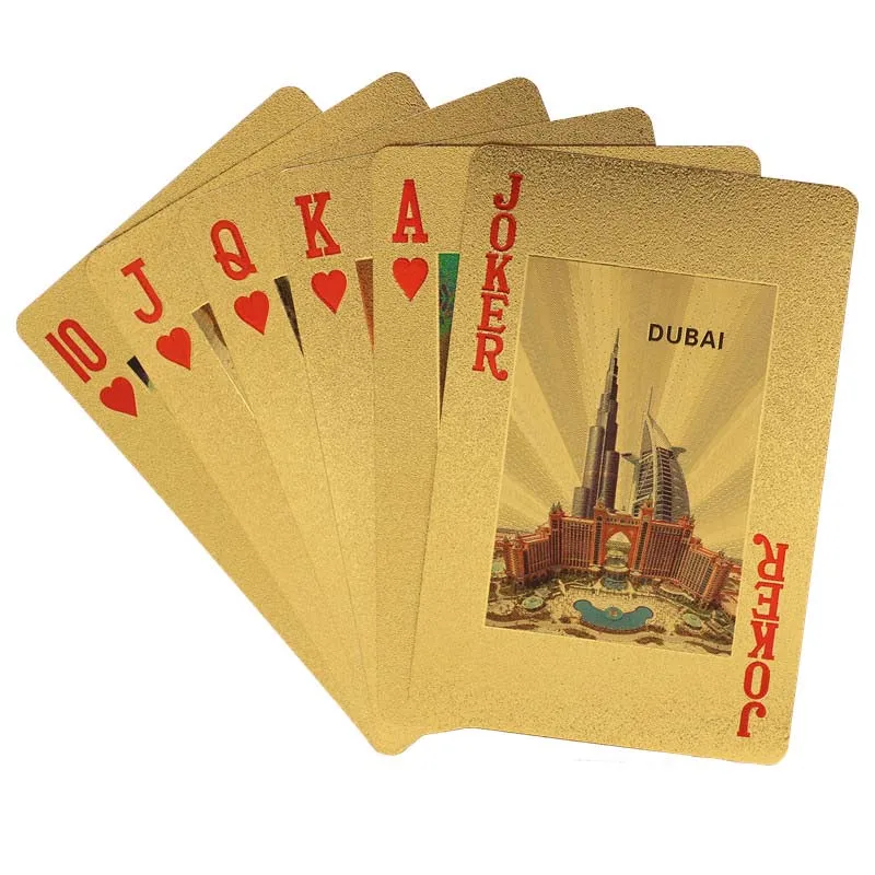 24K дубайские игральные карты пейзаж валюта дирхэм покерная игра колода покер из