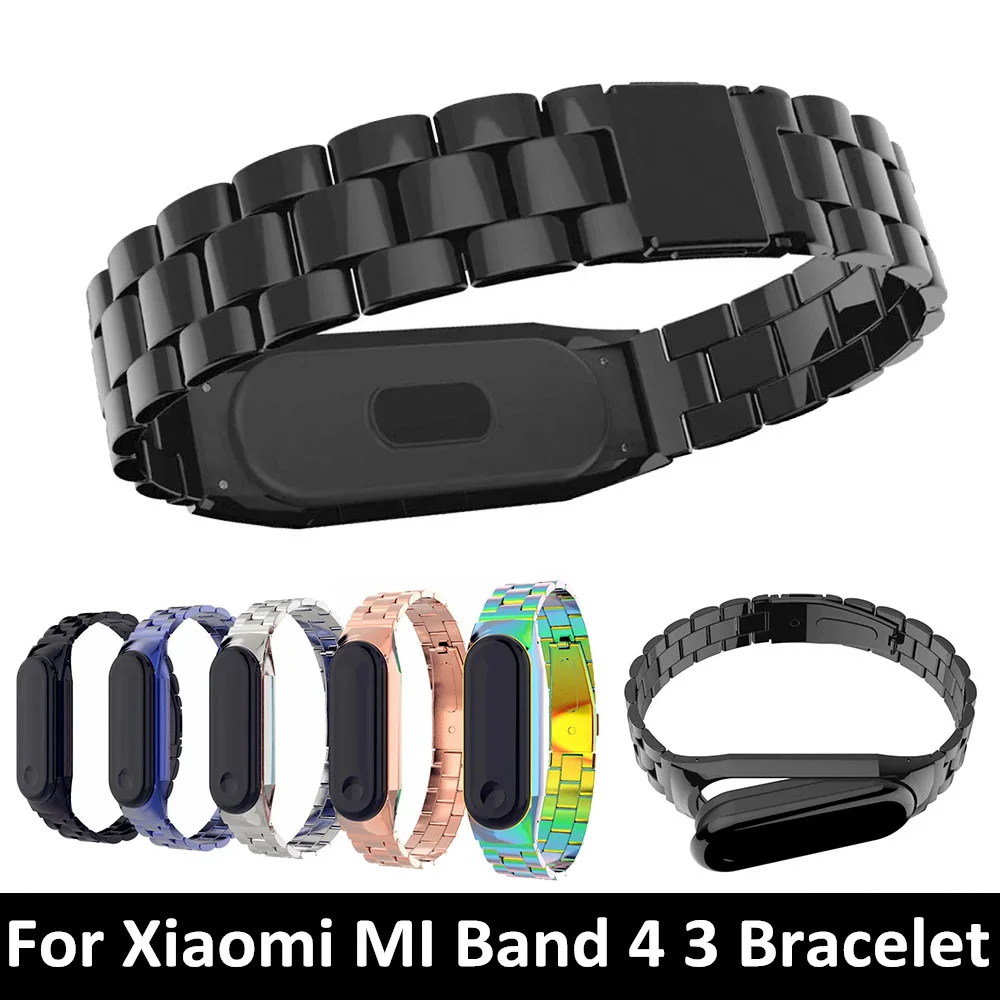 Для Xiaomi mi Band 4 3 ремешок для мужчин/женщин металлический браслет для mi band 4 наручный ремень из нержавеющей стали пряжка аксессуары