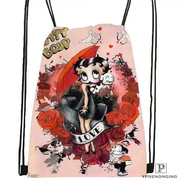 Drawstring Backpack На заказ betty-boop-вариант походная сумка на шнурке милый рюкзак для детей(черная спинка) 31x40 см#20180611-02-79 - Цвет: Drawstring Backpack