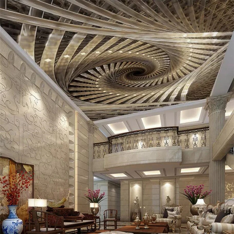 

beibehang Custom ceiling wallpaper 3D photo mural spiral royal geometric art zenith living room bedroom ceiling 3d wallpaper