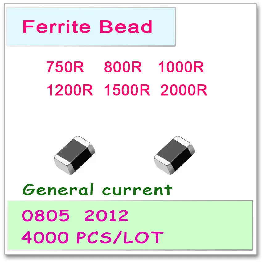 

JASNPROSMA 0805/2012 100MHZ 4000PCS General current SMD Ferrite Bead 750R 800R 1000R 1200R 1500R 2000R 25% SMD OHM High quality