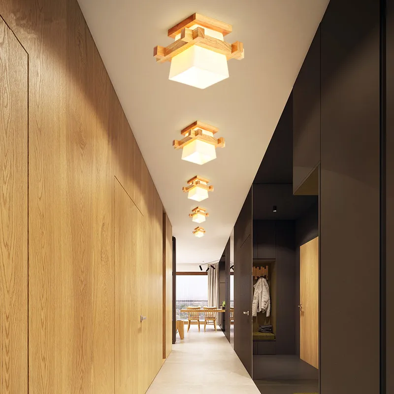 

Wooden Lamp Light Hallway Porch Balcony Ceiling Light Fixtures Ceiling Suspension Lights Fixtures Bedroom Art Home Lighting
