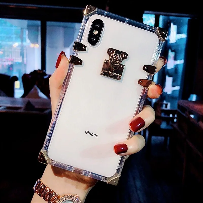 Роскошный Блестящий Прозрачный квадратный чехол для телефона iPhone 12 11 Pro Max X XS XR 6s 7