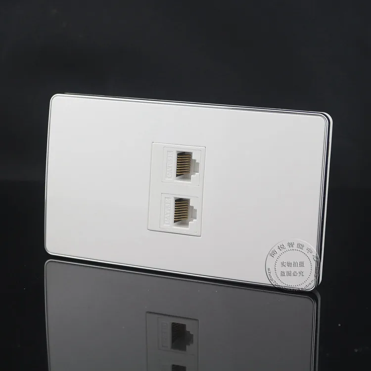 120 мм Настенная розетка 2 порта Двойная сеть LAN RJ45 Cat5e панель передней панели