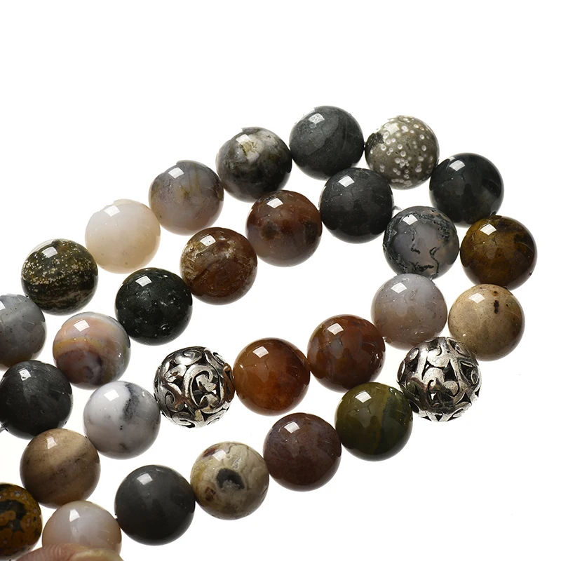 Многоцветный 10 мм круглый морской Агат Молитвенные Четки из бусин ювелирные