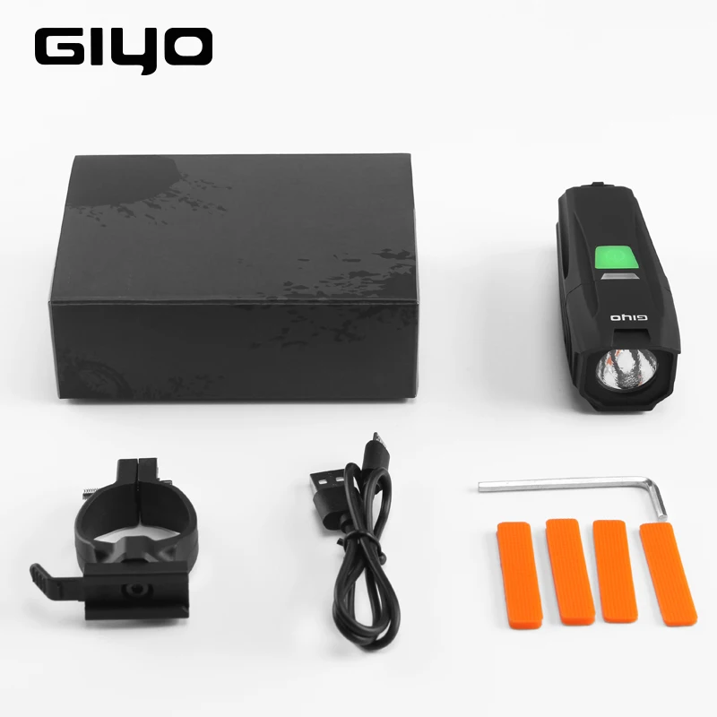 Black GIYO T6 светодиодный светильник для велосипеда с подзарядкой через USB, головной светильник для велосипеда 450Lm, крепкий велосипедный фонарь, велосипедный светильник, Передний фонарь на руль - Цвет: Black