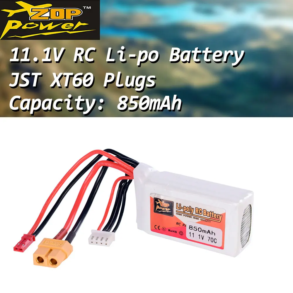 ZOP Power 7 4 В 11 1 мАч 70C 2S Lipo батарея JST XT60 заряжаемая сменная для радиоуправляемого