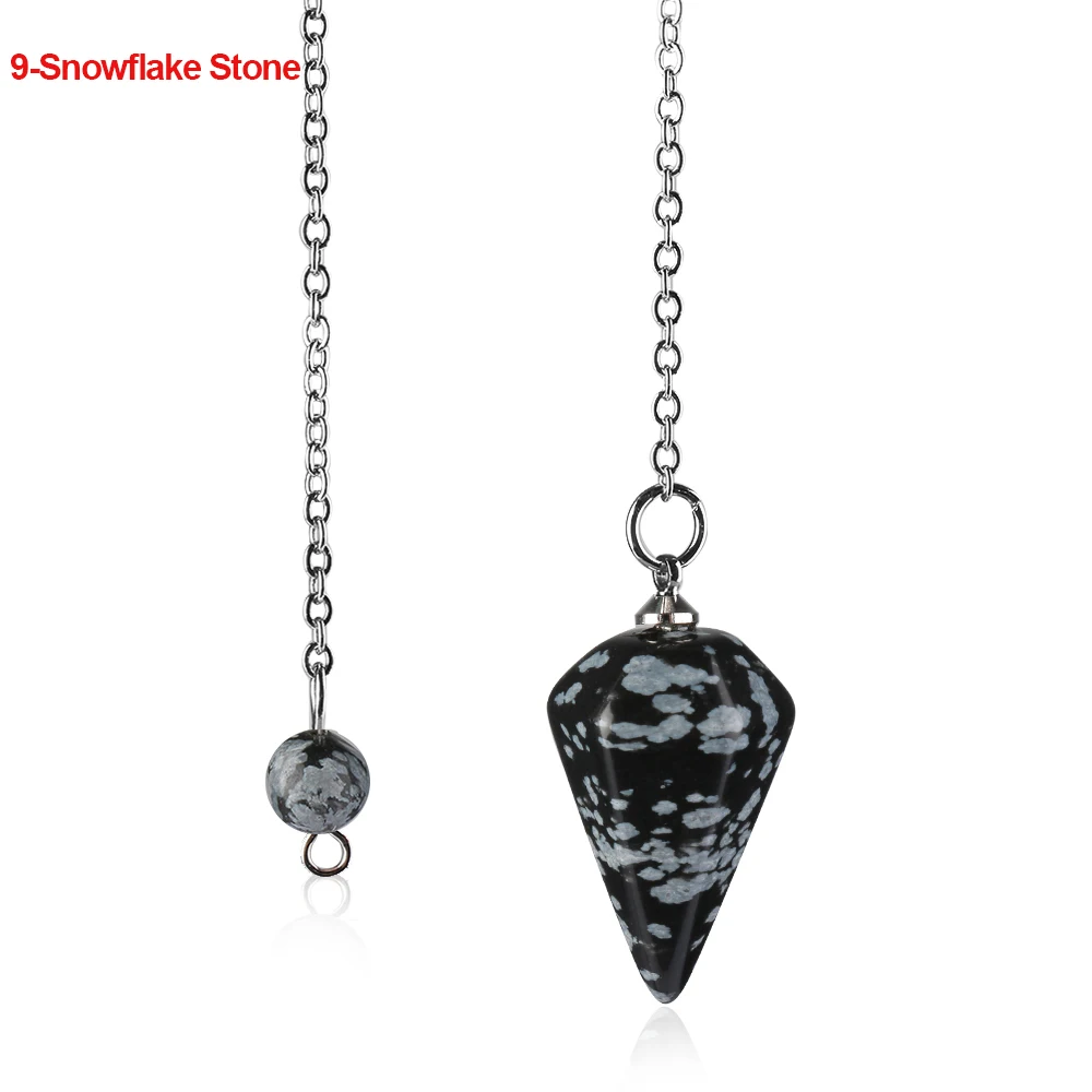 Snowflake Stone 1 шт. натуральный камень кварц рок холер Кристалл шестиугольная остроконечная Рейки Чакра подвеска Маятник ювелирные изделия Аксессуары для унисекс - Окраска металла: Snowflake Stone