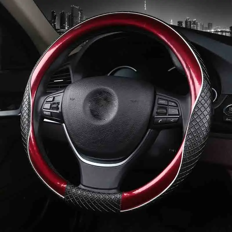 

3D Sport Car Steering Wheel Covers Micro Fiber Leather Two-Tone Steering Wheel Case Auto Interior Accessories Black Blue