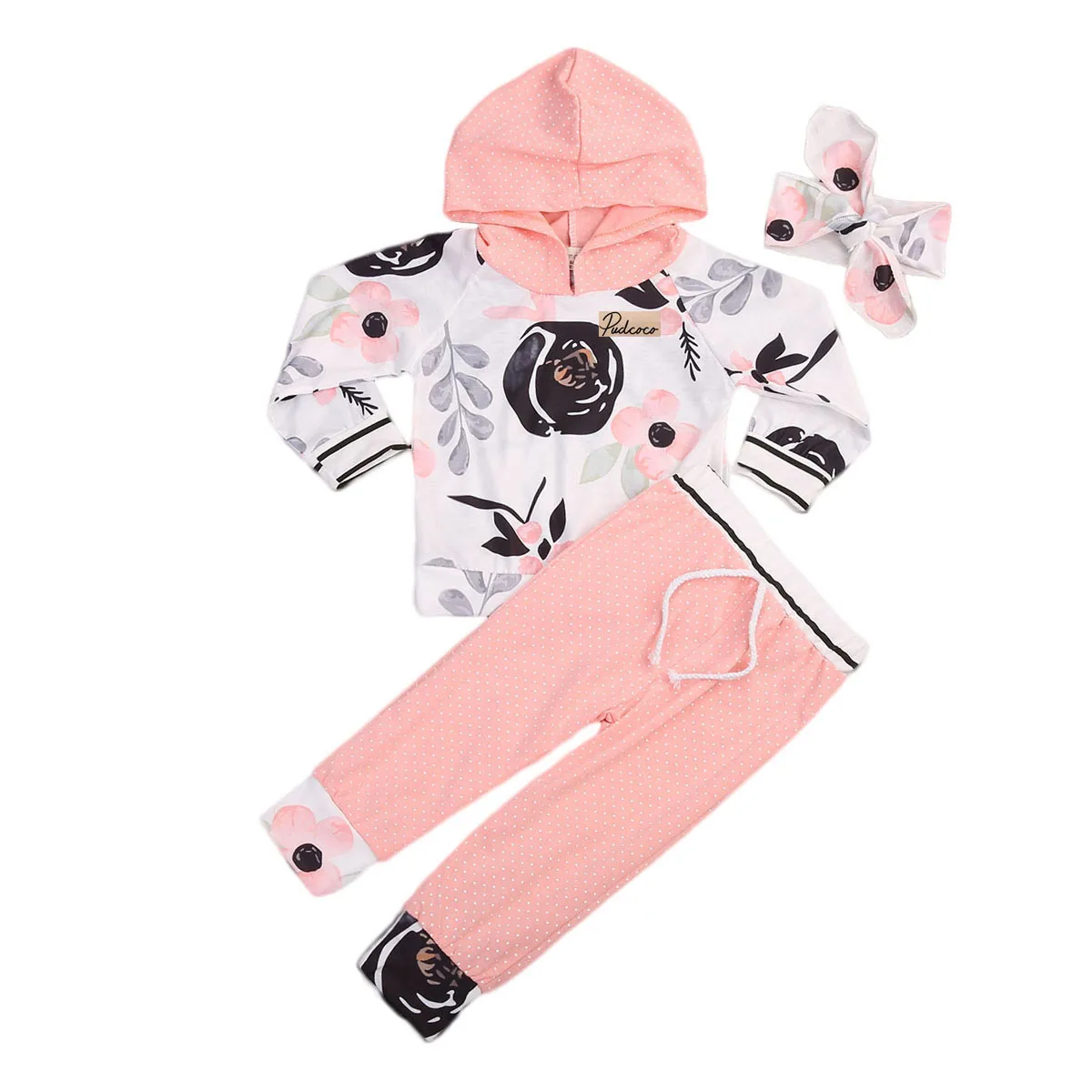 Комплект из 3 предметов хлопковая Футболка розового и белого цвета для маленьких