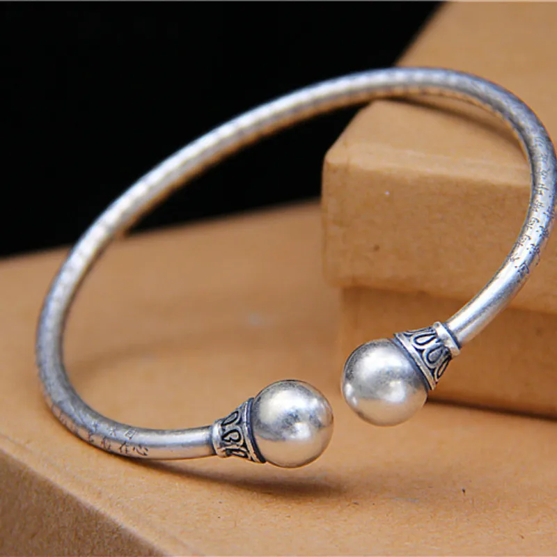 Винтажные серебряные манжеты 990 дюйма мужские/женские браслеты в форме сердца