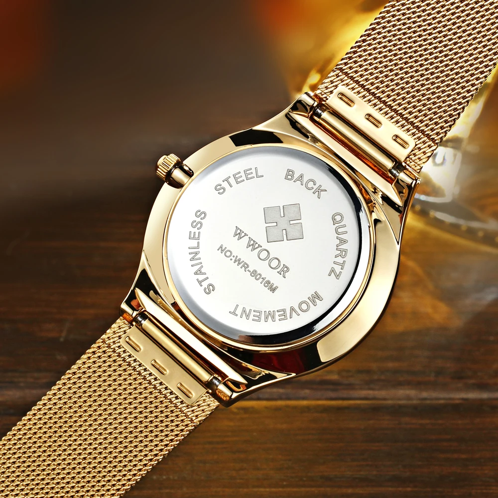 WWOOR Бесплатный подарок мужские часы Топ бренд класса люкс водонепроницаемые