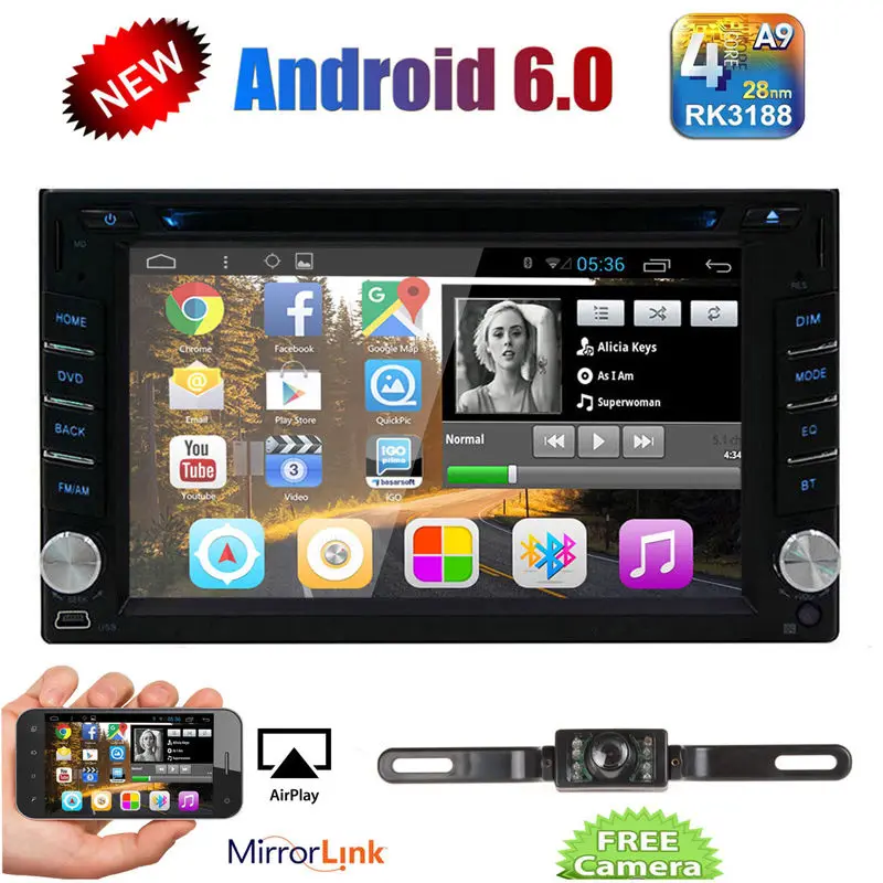 Android 6 0 двойной 2DIN автомобильный Радио Стерео dvd-плеер gps навигация 4G wifi + Cam |