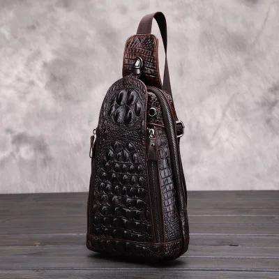 100% натуральная кожа груди сумка мужская кожаная Функциональная аллигатора