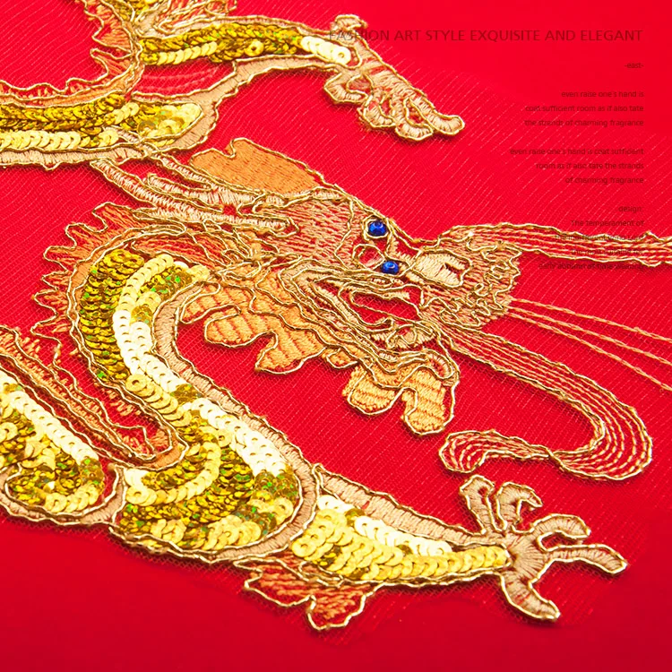 Ткань с вышивкой дракона и феникса большая аппликация нашивка Африканское