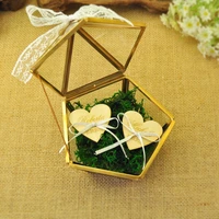 wedding glass box glass ring box custom name glass jewelry box geometric copper ring holder glass ring pillow