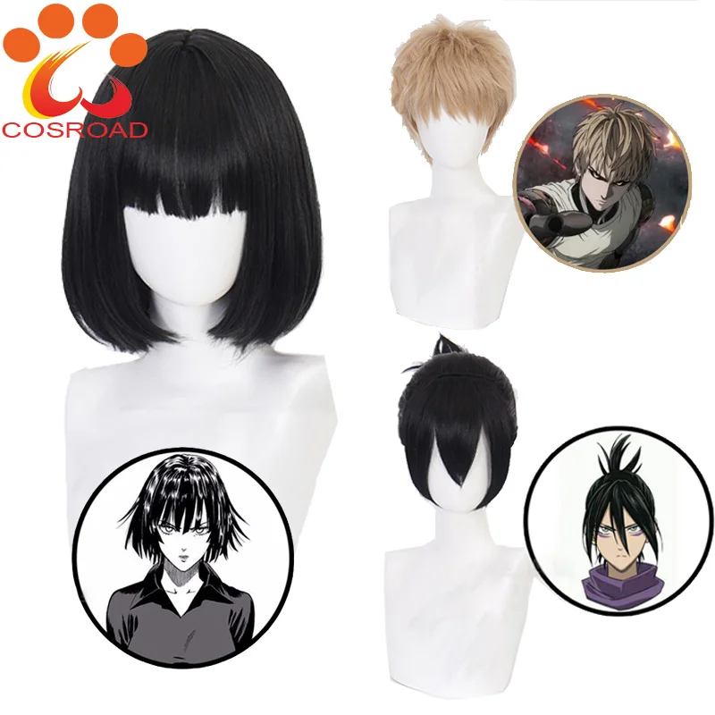 Cosroad One Punch Man Fubuki Косплей парики Черный короткий парик Sonic Genos мужские женские для