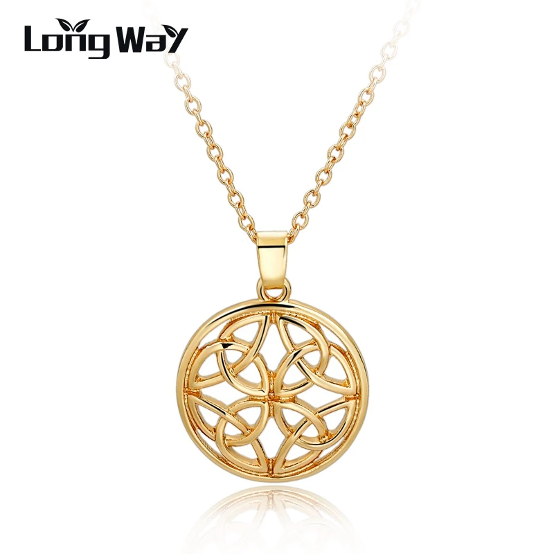 

LongWay Necklaces women Luxury Gold Color Hol Round Fer Necklaces & Pendants For Women Wedding Anniversary Jewelry SNE160003103
