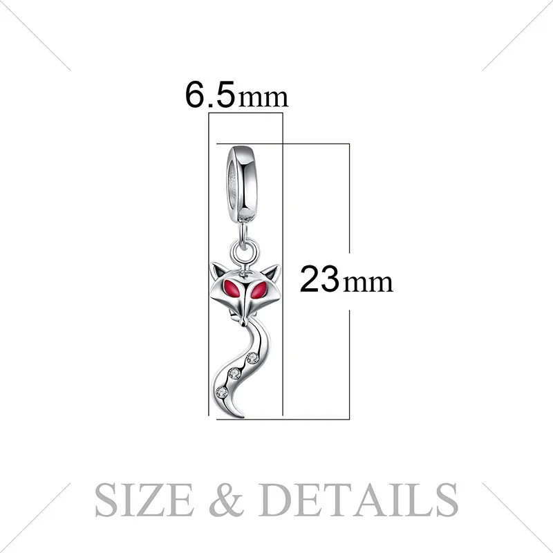 JewelryPalace 925 пробы серебро Смарт животного длинный хвост лисы кубического циркония Шарм бисер Fit Браслеты Новая горячая распродажа