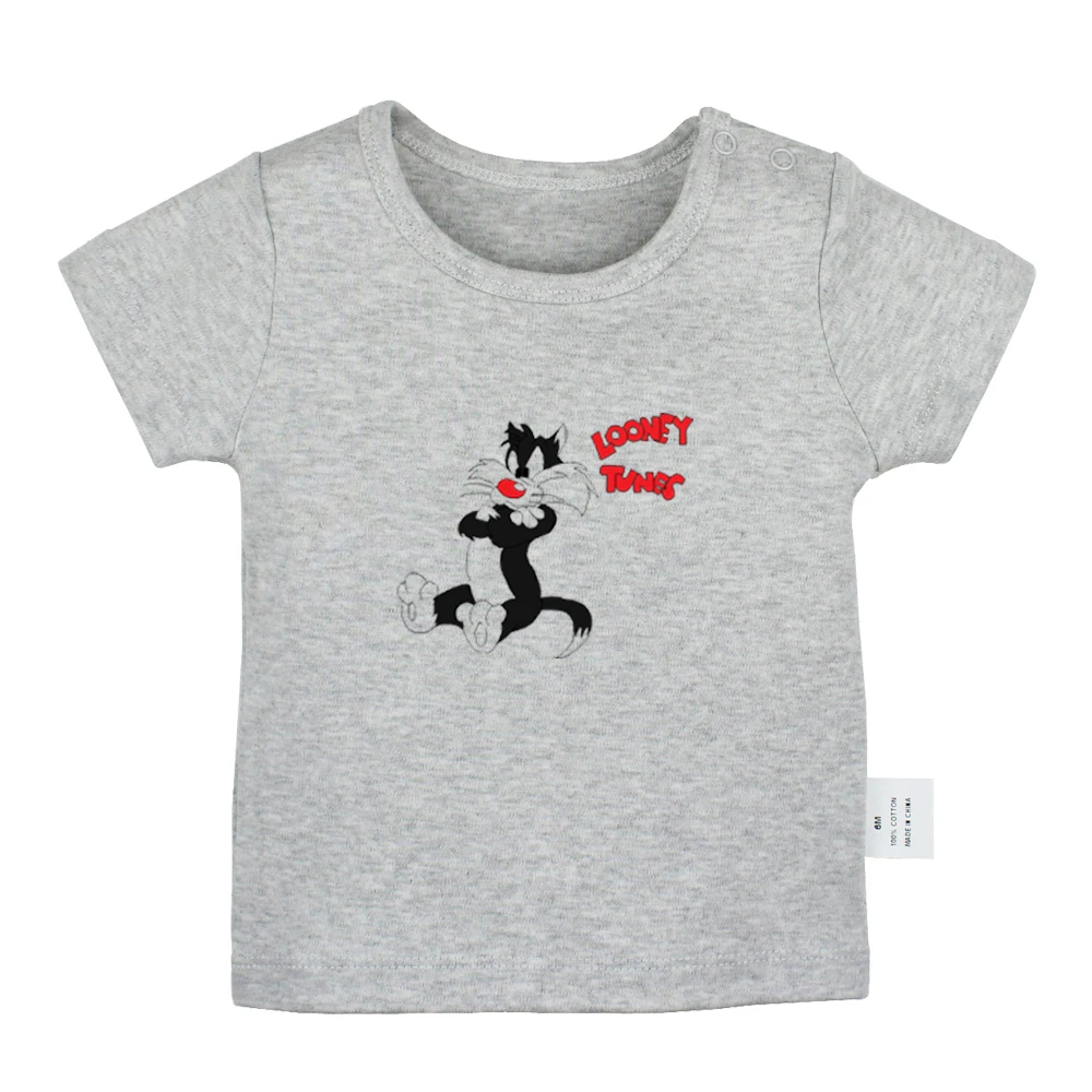 Милые футболки для новорожденных с изображением кота Сильвестра Лони Тун белого