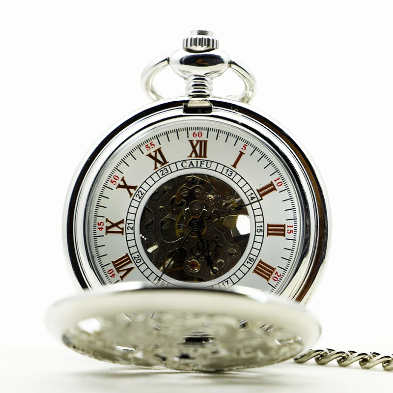 Silver Phoenix Flying Dragon Hollow Mechanical Pocket Watch Vintage Pendant Necklace Bracelet Men's and Women's Clock Gift