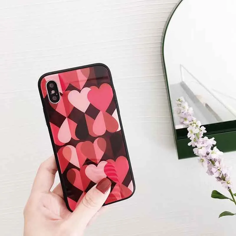 Lovely Splice Love Heart Couples Phone Case For iphone X 6 6S 6plus 7 7plus 8 Plus Cases Back Cover Coque |