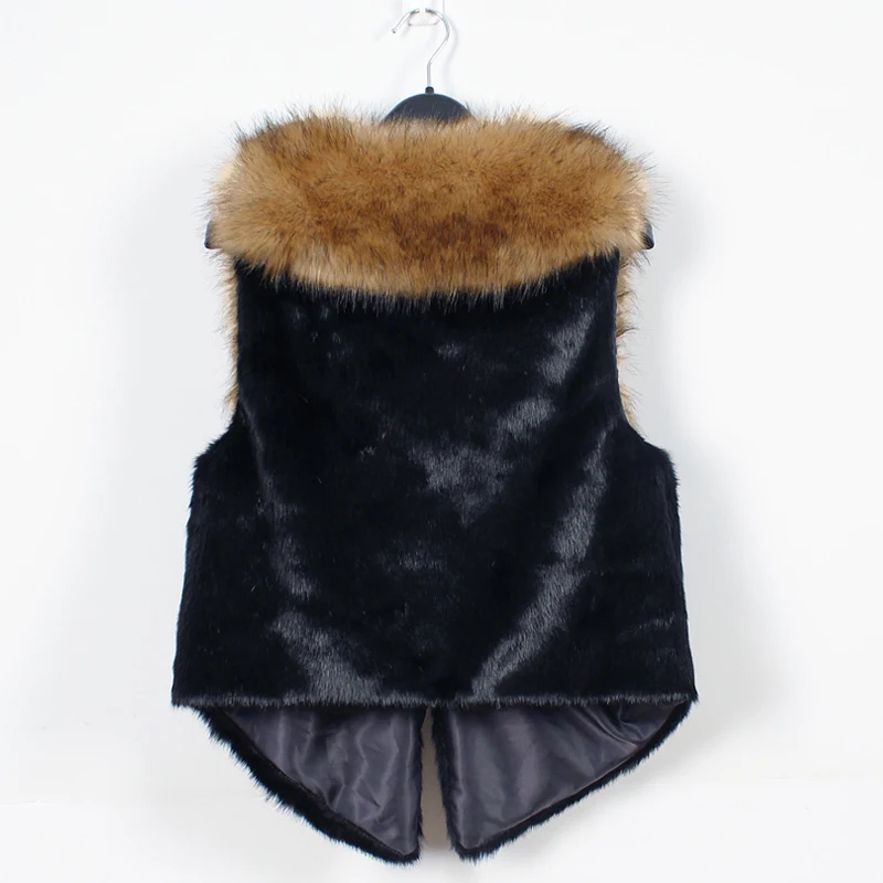 

Fluffy Fur Collar Coat Waistcoat Autumn Winter Furry Sleeveless Slim V-Neck Warm Jacket Coat 7Q1211