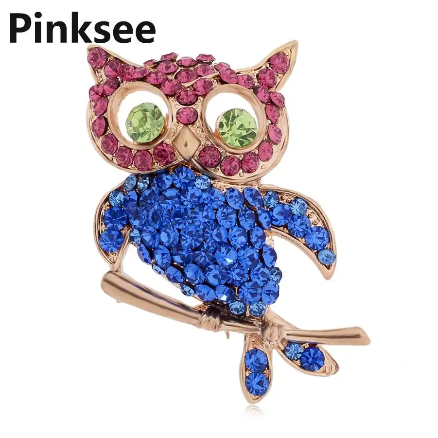 Cute Alloy Owl Brooches For Women And Men Crystal Bird Animal pins and brooches Jewelry Enamel Brooch Pins Christmas Gifts | Украшения и