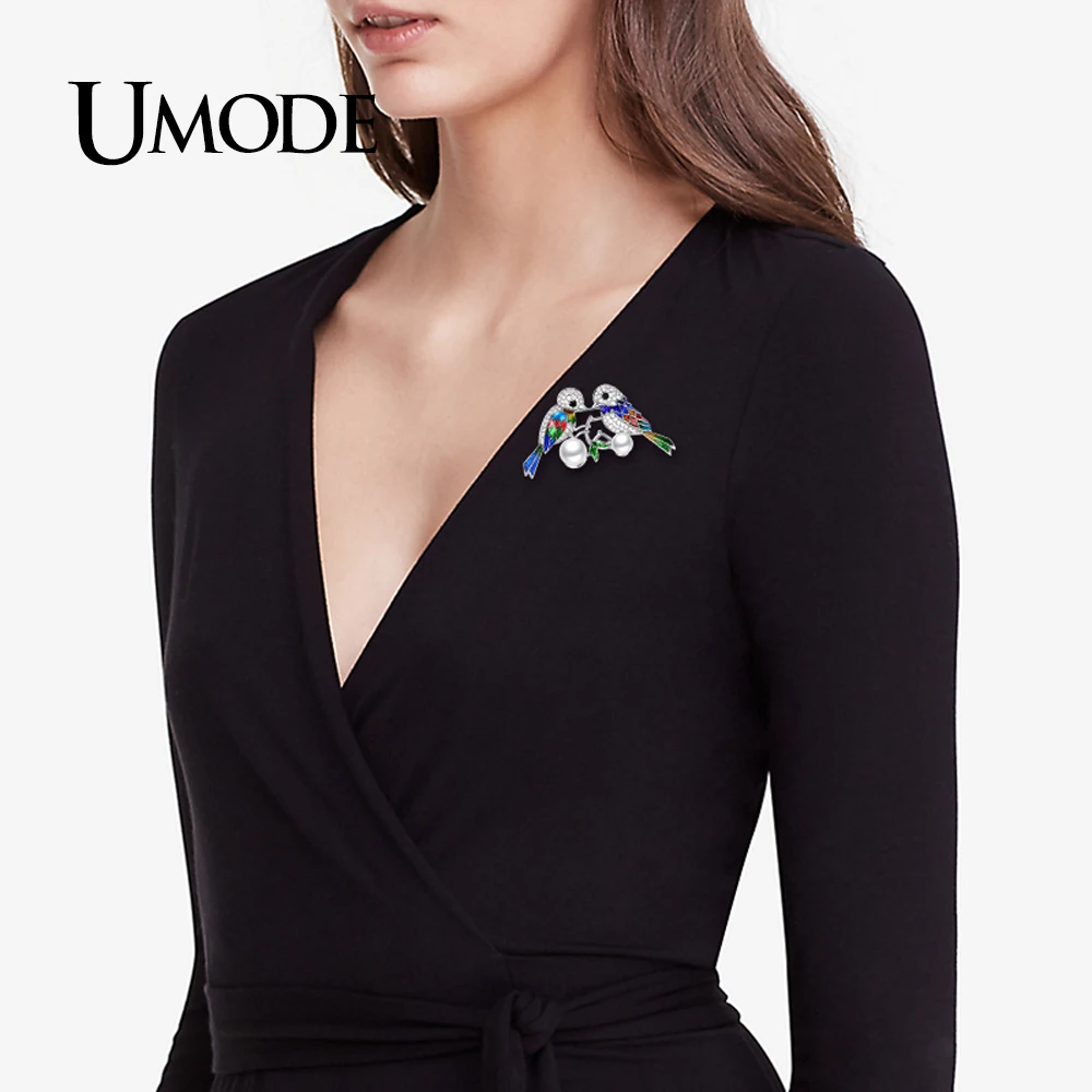 UMODE новые модные ювелирные изделия две птицы Очаровательная эмалированная