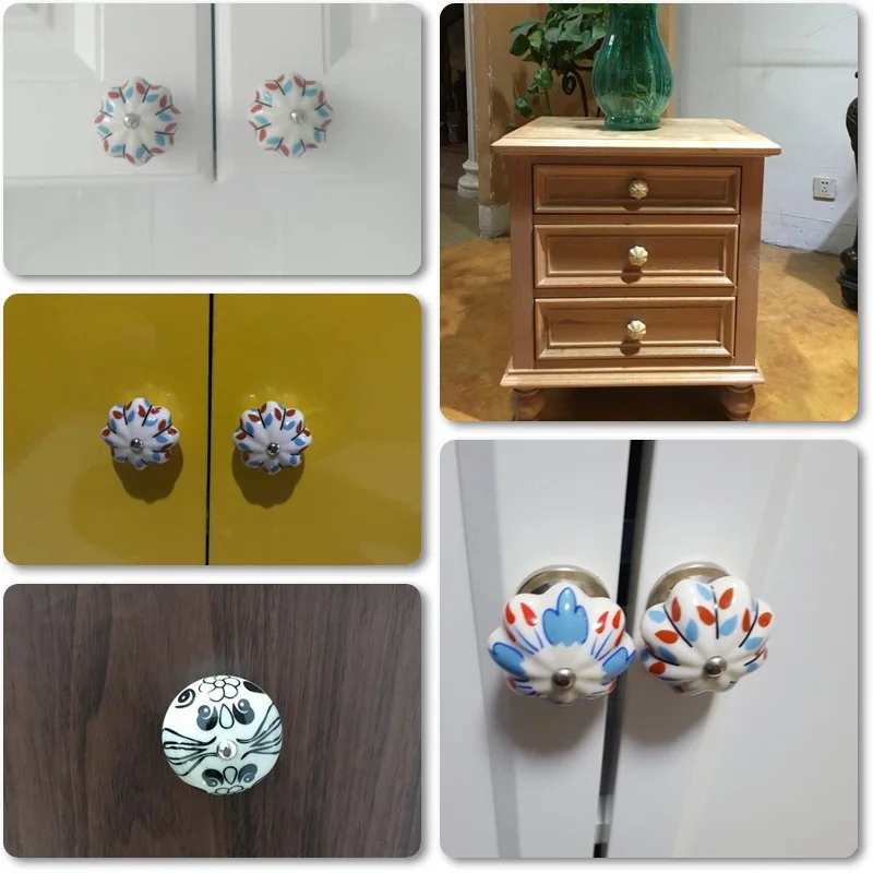 1 шт. диаметр 44 мм Ручная роспись Керамика ручка Спальня шкаф для кухонных шкафов