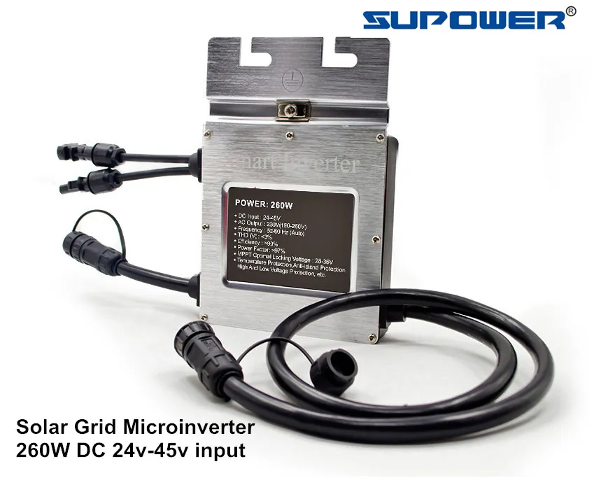 Водонепроницаемый IP67 250W 260W 24 45V DC Вход AC 220V или 110V выход Солнечная Сетка галстук