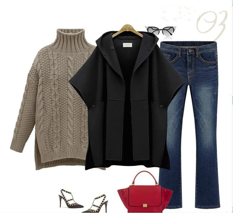 Женская одежда Европейский костюм платье плащ шерстяное Свободное пальто зимняя