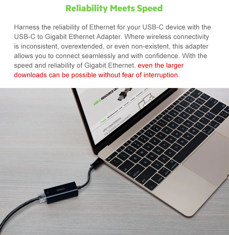 Belkin оригинальный USB C к Gigabit Ethernet адаптер (type до 1000/100 Мбит/с сетевой карты) для MacBook