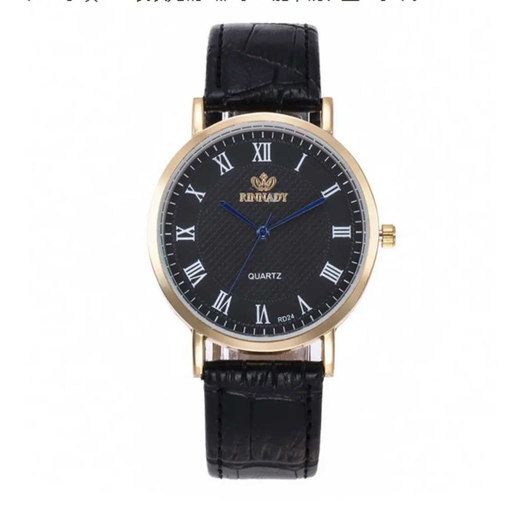 Stylish Fashion Men Watch PU Leather Strap Rome Scale Round Dial Quartz All-match Casual Wristwatch Male Bracelet | Наручные часы