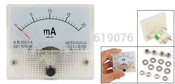 

Class 2.5 Accuracy DC 0-20mA Analog Panel Meter Ammeter White 85C1