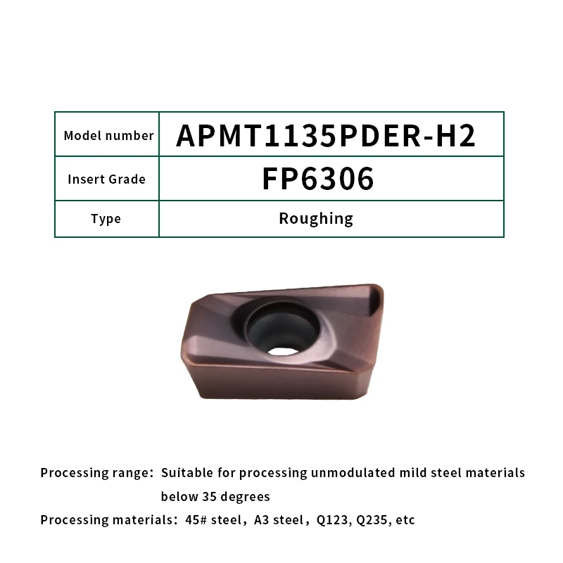 APMT1135PDER-H2-6306 FivePears 10 шт. APMT1135/1604PDER-H2 M2 TT твердосплавные вставки лицо мельница Фрезерный резак с ЧПУ инструмент - Длина режущей кромки: APMT1135PDER-H2-6306