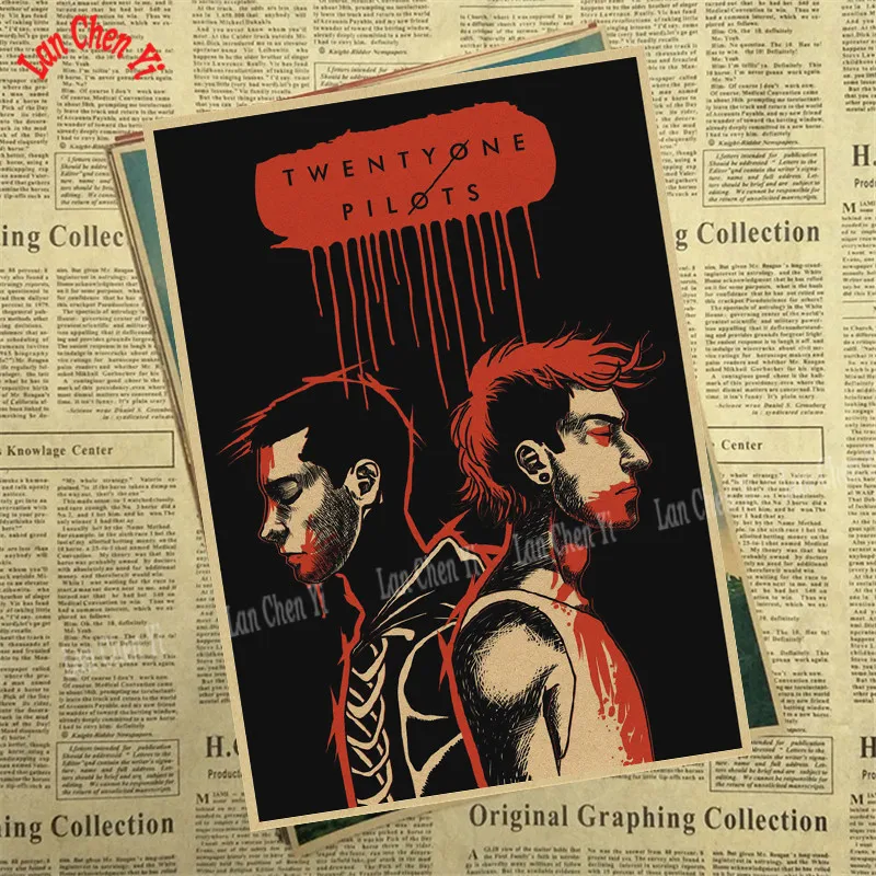 Синий Twenty One Pilots самая популярная Альтернативная рок-группа крафт-бумага плакат настенный стикер домашний декор - Цвет: Синий