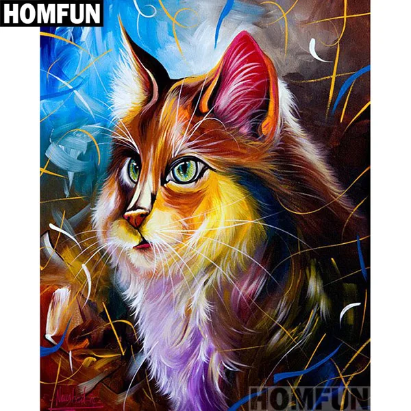 Бургундия HOMFUN полная квадратная/круглая дрель 5D DIY Алмазная картина "животное кошка" 3D вышивка крестиком 5D домашний Декор подарок A01005 - Цвет: Бургундия