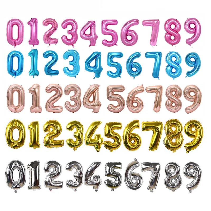 40 дюймов Большой Размеры шары цифры розово цвета: золотистый серебристый розовый