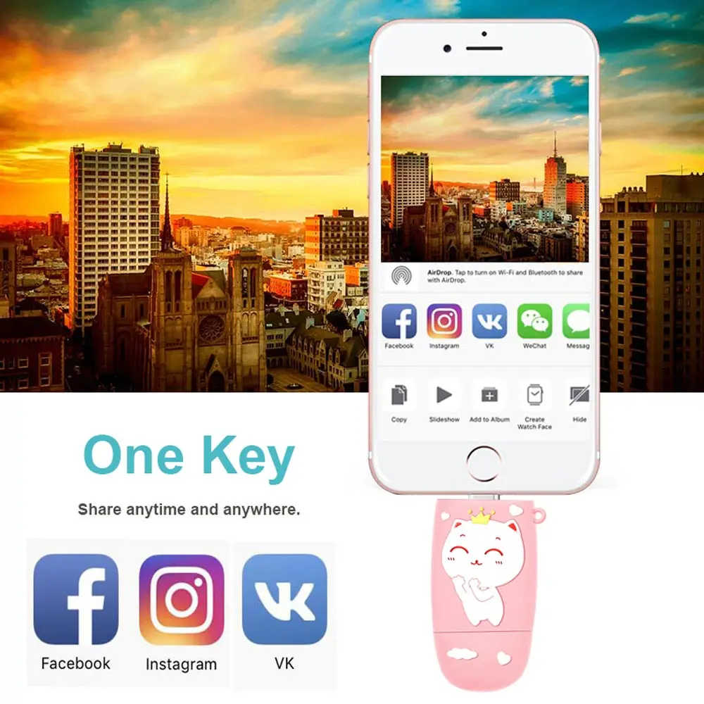 Ingelon USB флэш-накопитель для iPhone X/8/7/7 Plus/6 Plus/6s/5/SE ipad ipod зашифрованные флэшку 32gb 64gb 128gb Милый флешки USB3.0