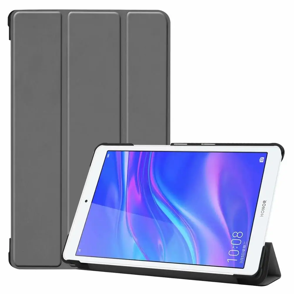 Тонкий мультяшный чехол для huawei Mediapad T5 8,0 дюймов JDN2-W09/AL00 чехол смарт-подставка PU для huawei почтовый ящик 5 8," откидная крышка - Цвет: Grey