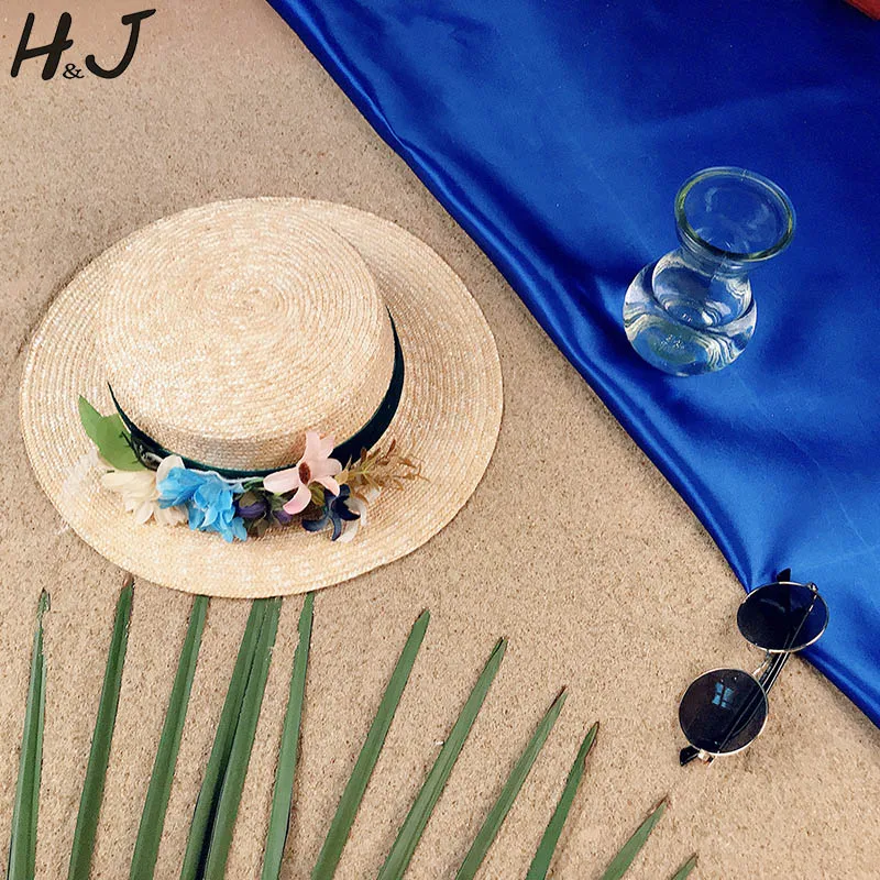 Женская соломенная шляпа с широкими полями летняя пляжная от солнца плоскими и
